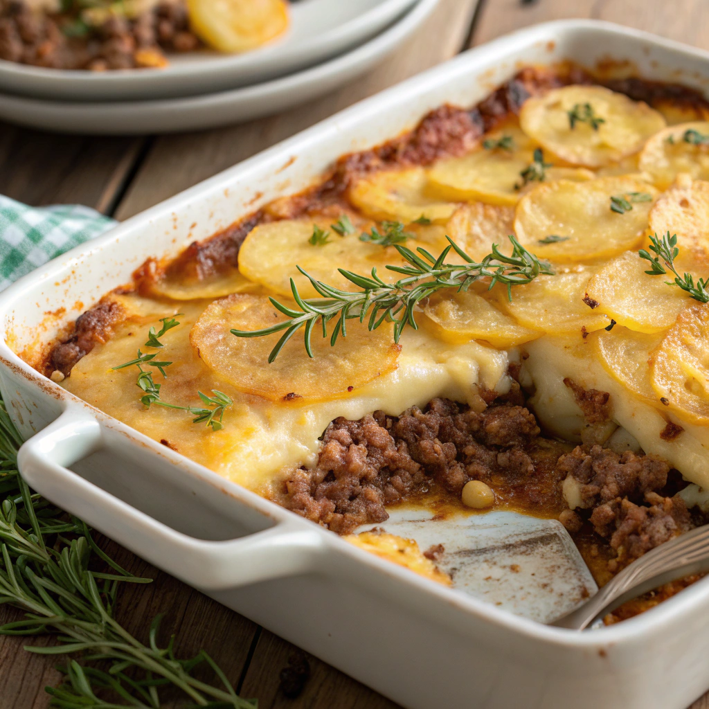 Potatisgratäng med Köttfärs och Osttäcke