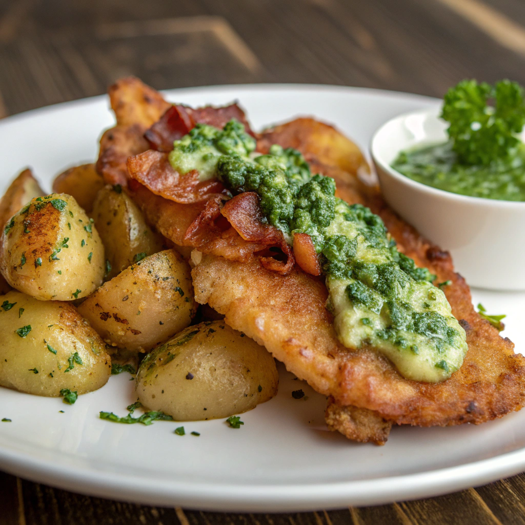 Stekt Fläsk med Persiljesås och Kokt Potatis