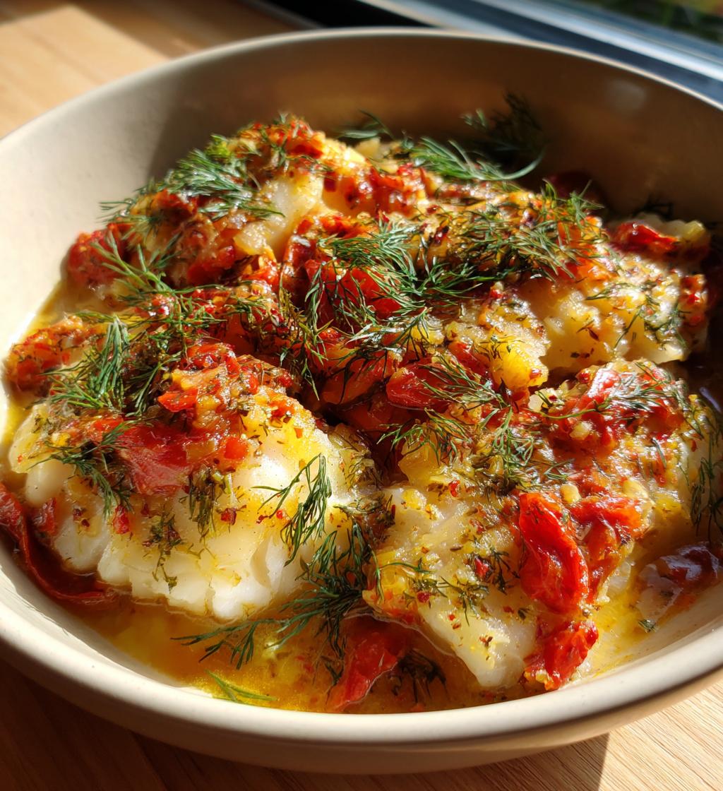 Krämig Torskgryta med Tomat och Dill