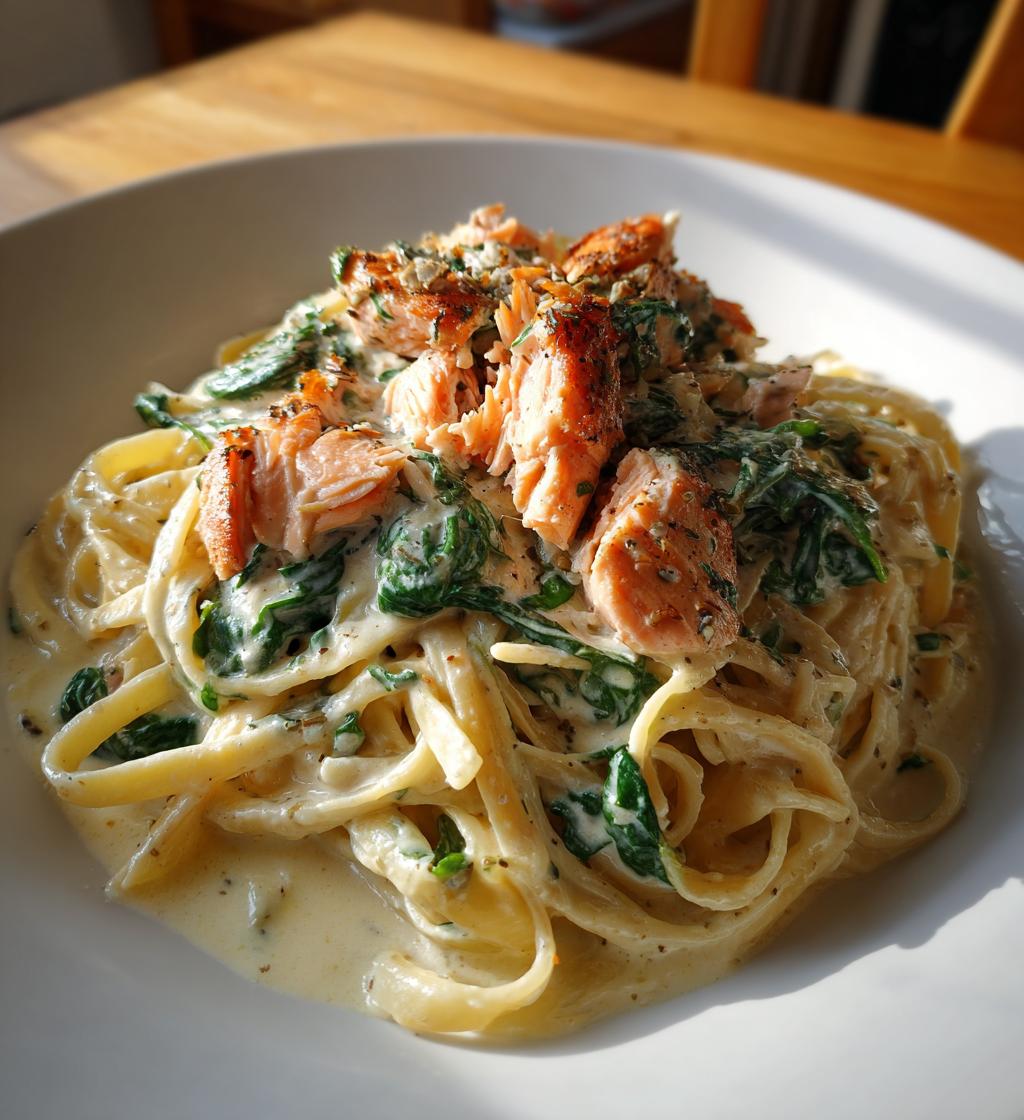 Laxpasta med Spenat