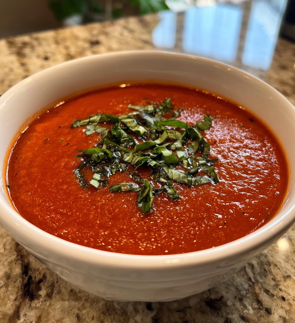 Mustig Tomatsoppa med Basilika
