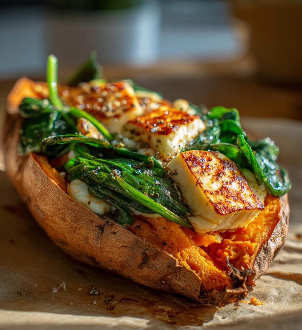 Bakad Sötpotatis med Halloumi och Spenat - detail 1