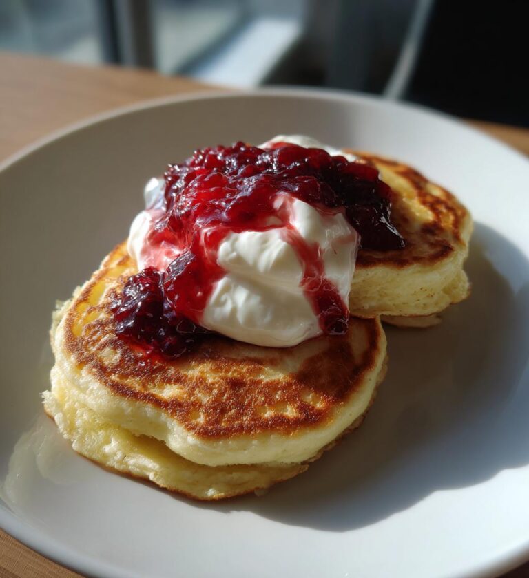 Havregrynspannkakor med Sylt och Yoghurt