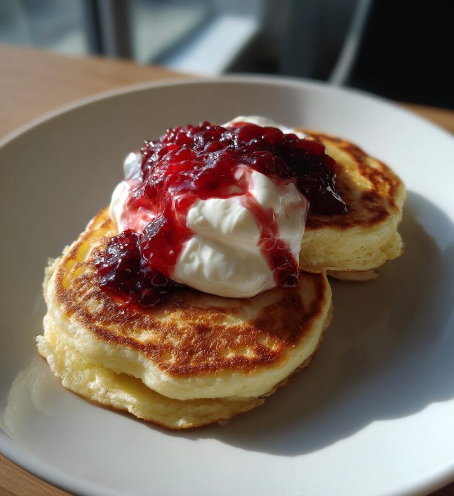 Havregrynspannkakor med Sylt och Yoghurt