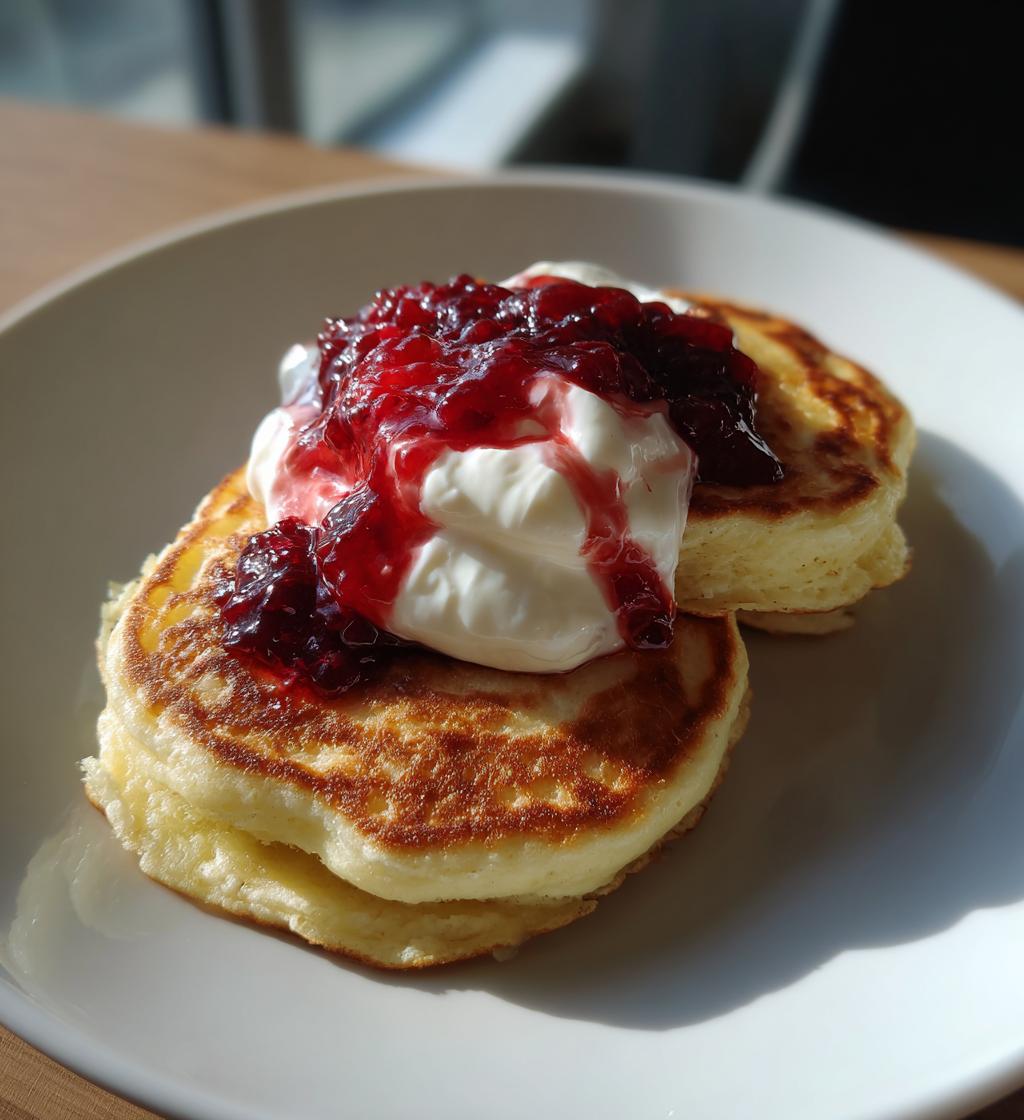 Havregrynspannkakor med Sylt och Yoghurt