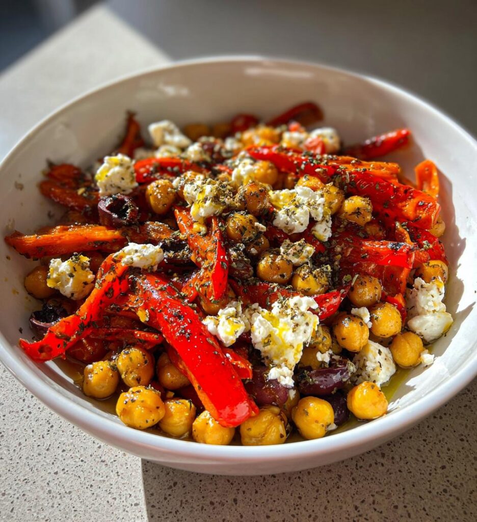 Kikärts- och Paprikasallad med Feta