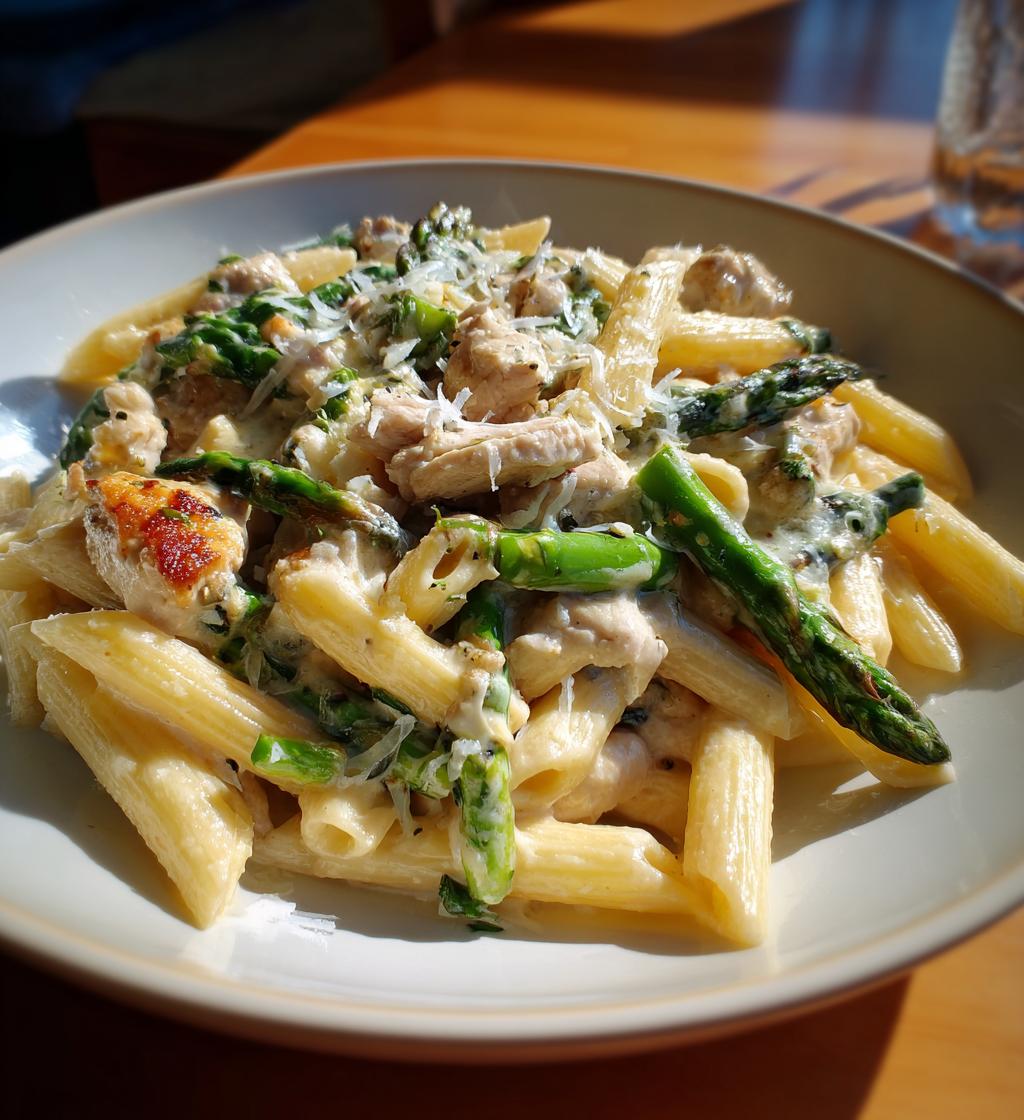 Krämig Penne med Kyckling och Sparris