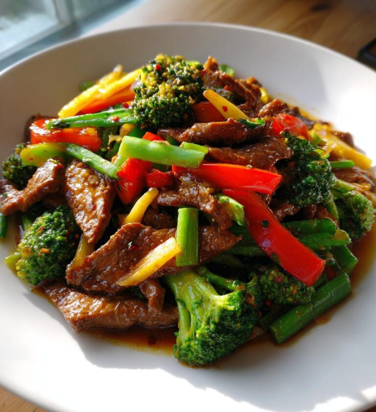 Kryddig Sojabiff med Stir-fry Grönt