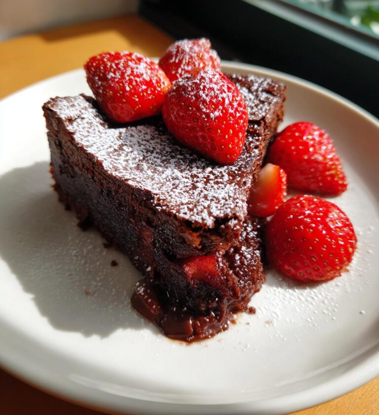 Laktosfri Kladdkaka med Jordgubbar