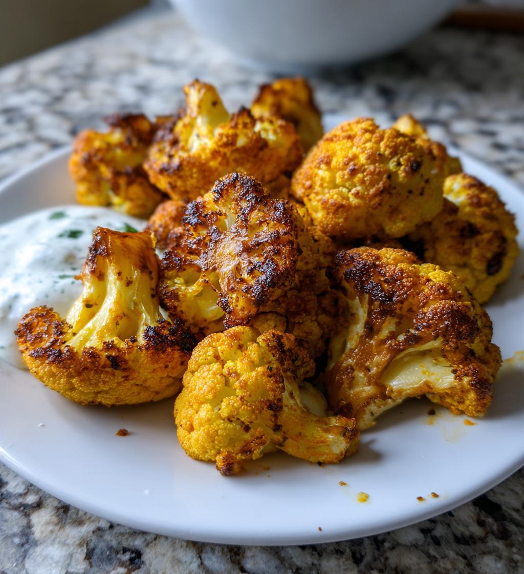 Stekt Blomkål med Curry och Yoghurtdressing