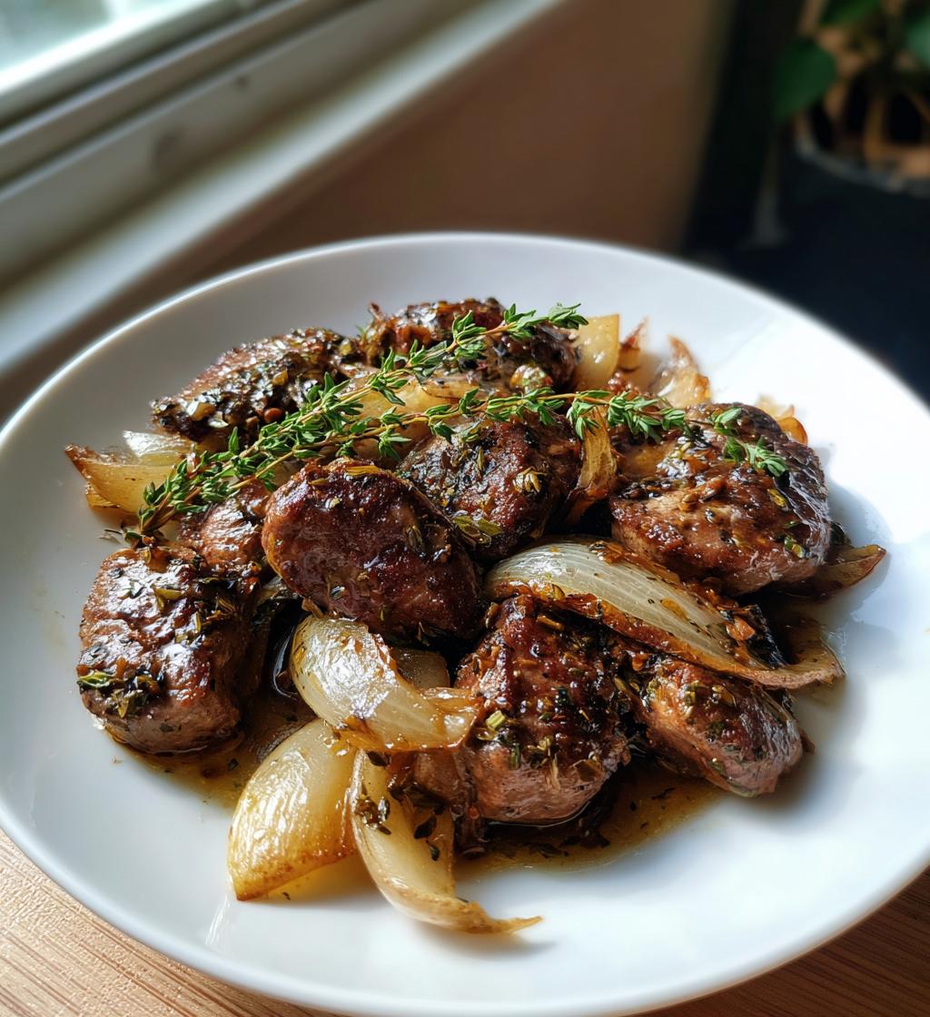 Stekt Kycklinglever med Äpple och Lök