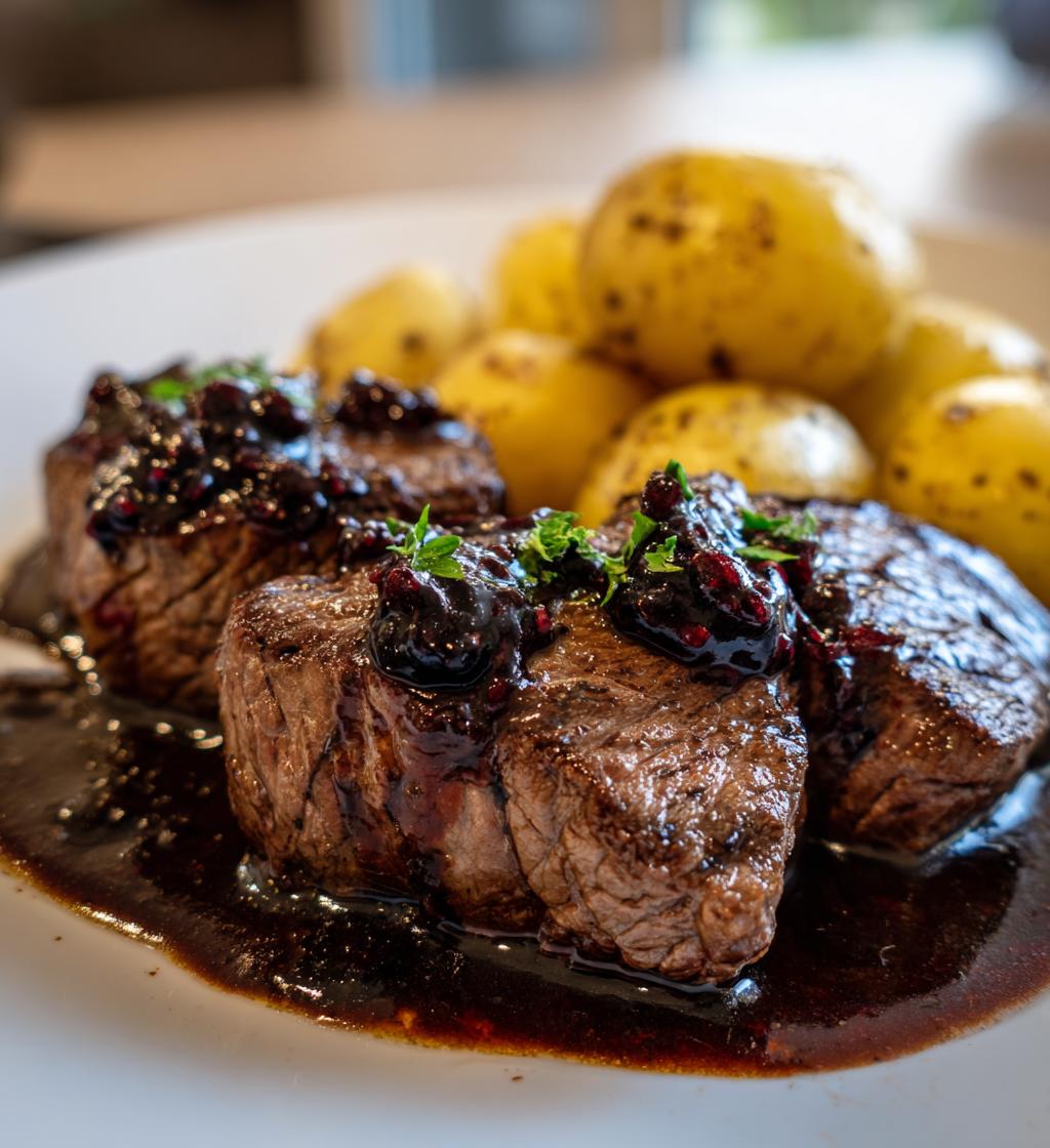 Stekt Ren med Svartvinbärsgelé och Potatis - detail 1