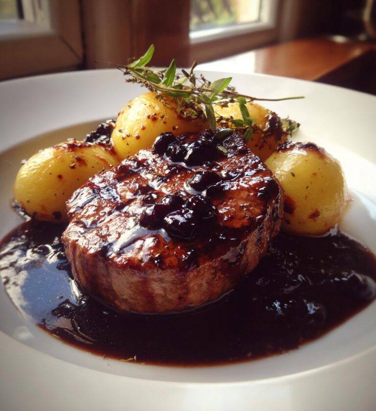 Stekt Ren med Svartvinbärsgelé och Potatis