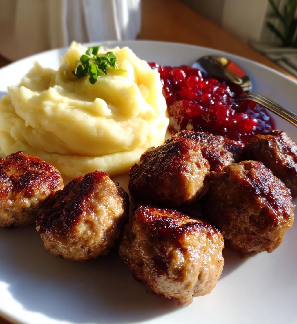 Svenska Köttbullar med Potatispuré och Lingonsylt - detail 1
