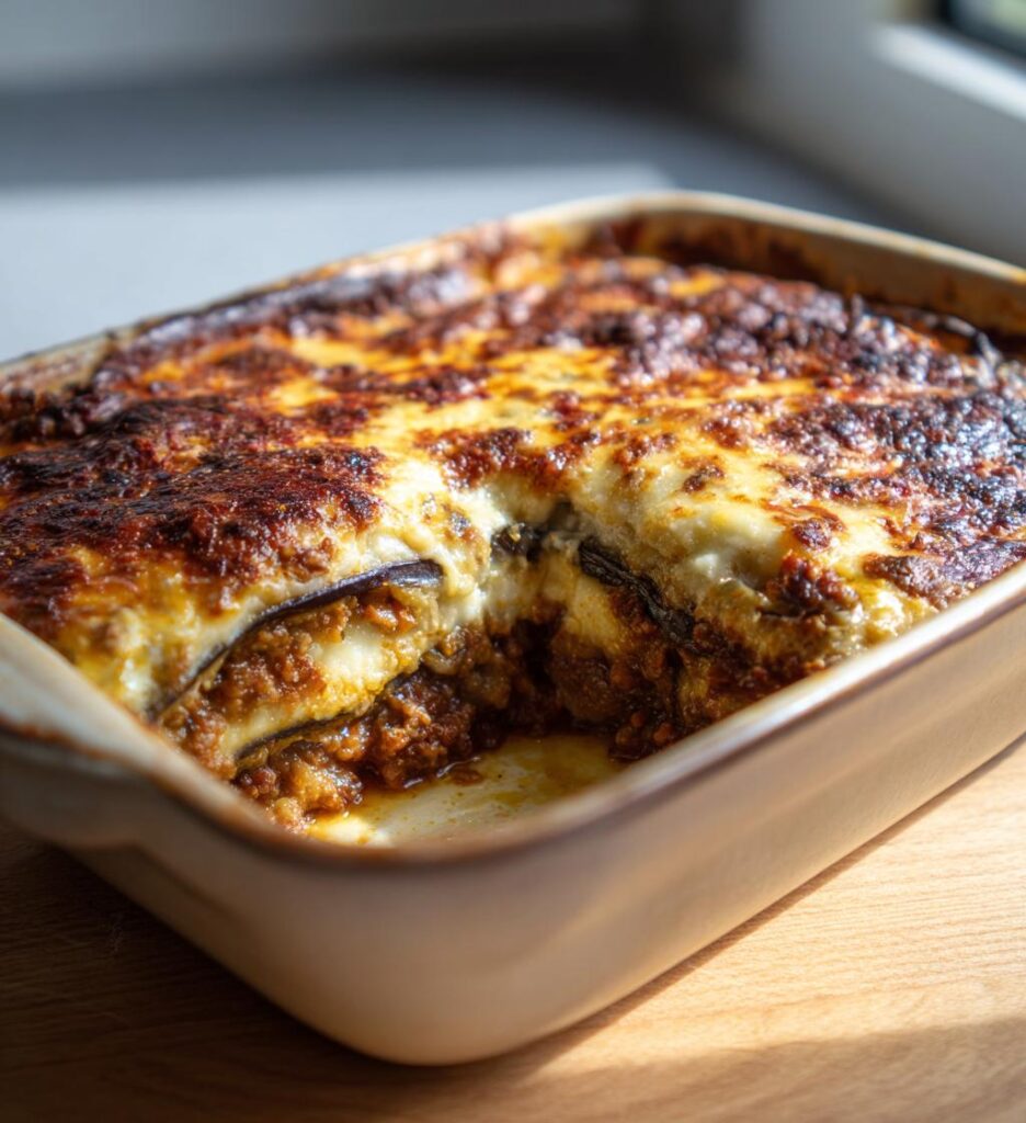 Vegansk Moussaka med Linser och Aubergine