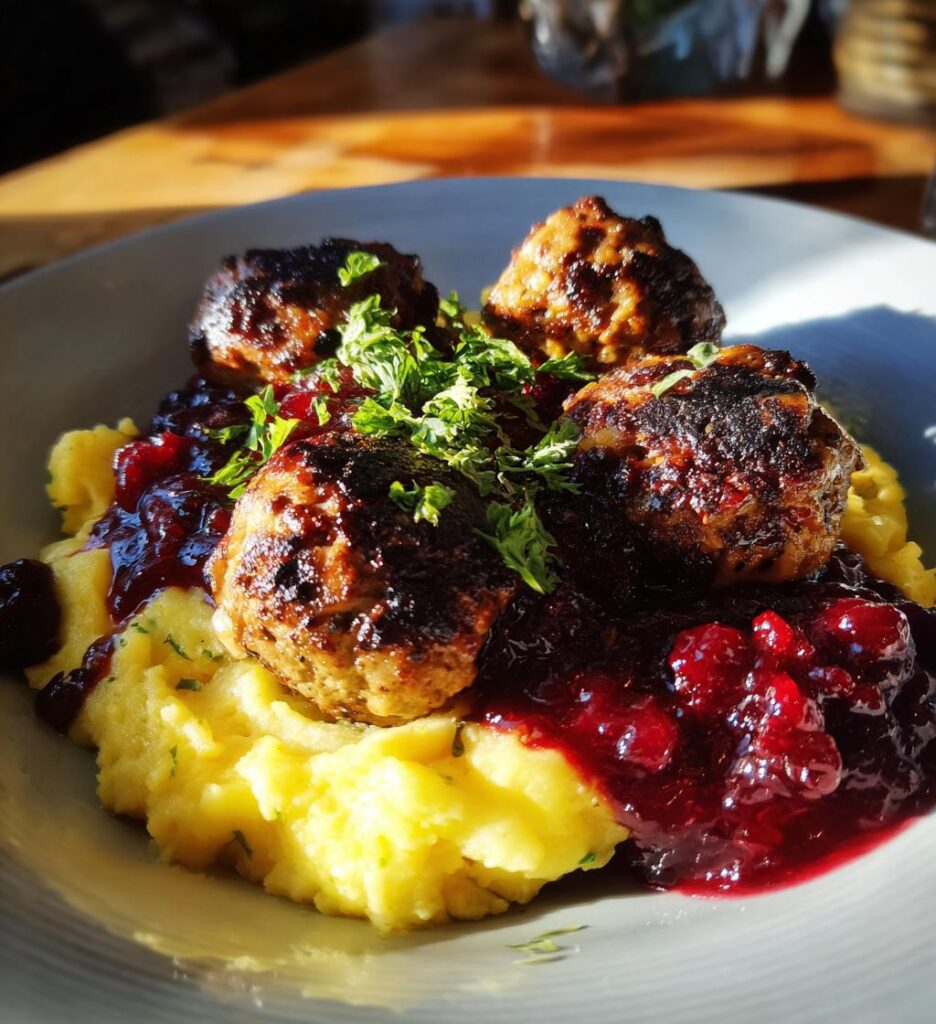 Veganska Köttbullar med Lingonsylt