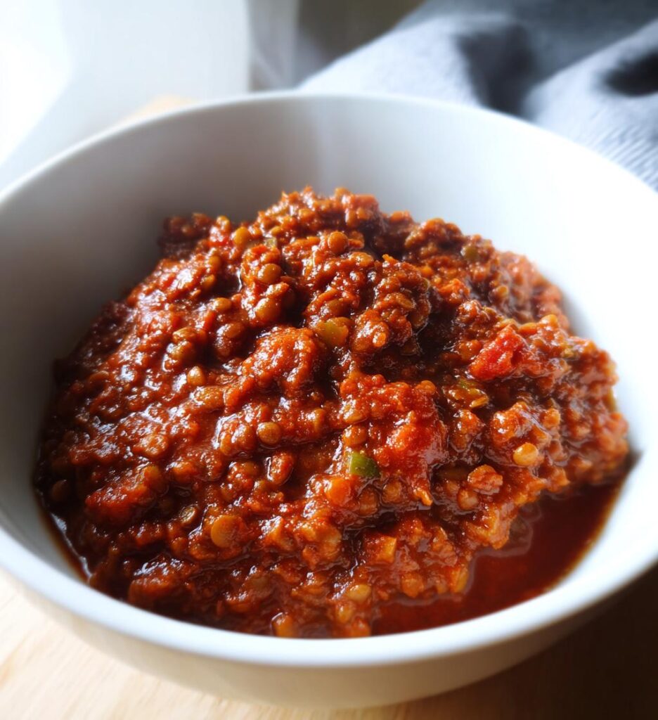 Vegetarisk Köttfärssås med Linser